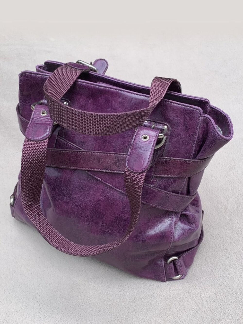 The Limited Purple Faux Leather Large Capacity Shoulder Bag